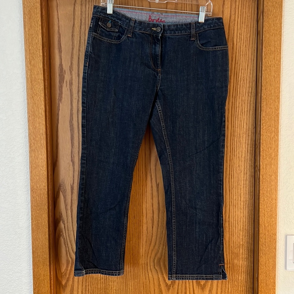 Boden capri pants size 10L denim with stretch EUC